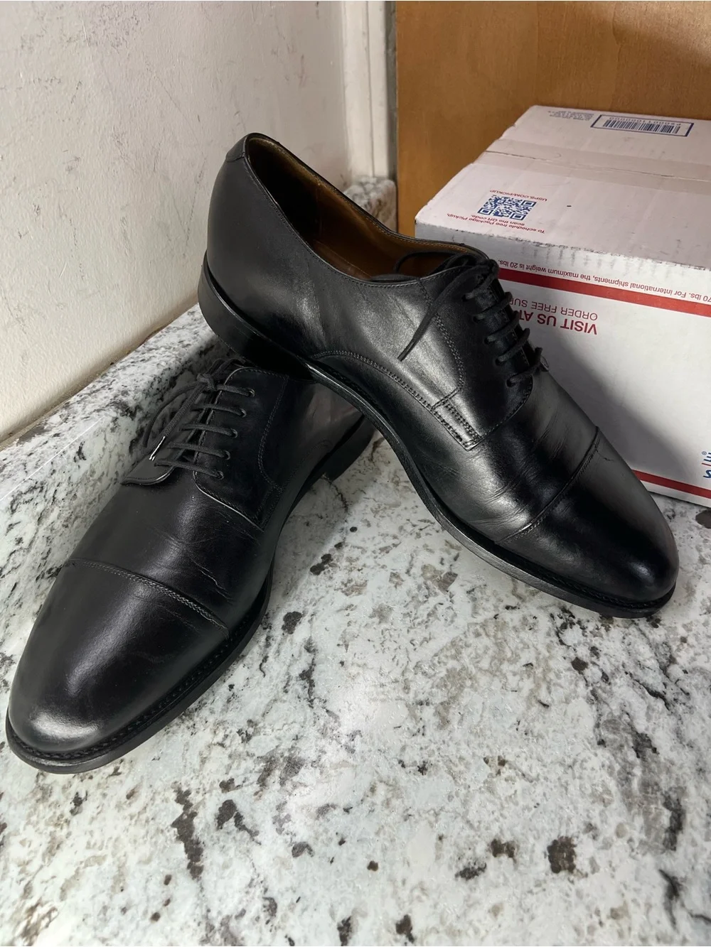 Vintage Florsheim Imperial Line Black Leather Cap Toe Dress Shoes Men's 10 D